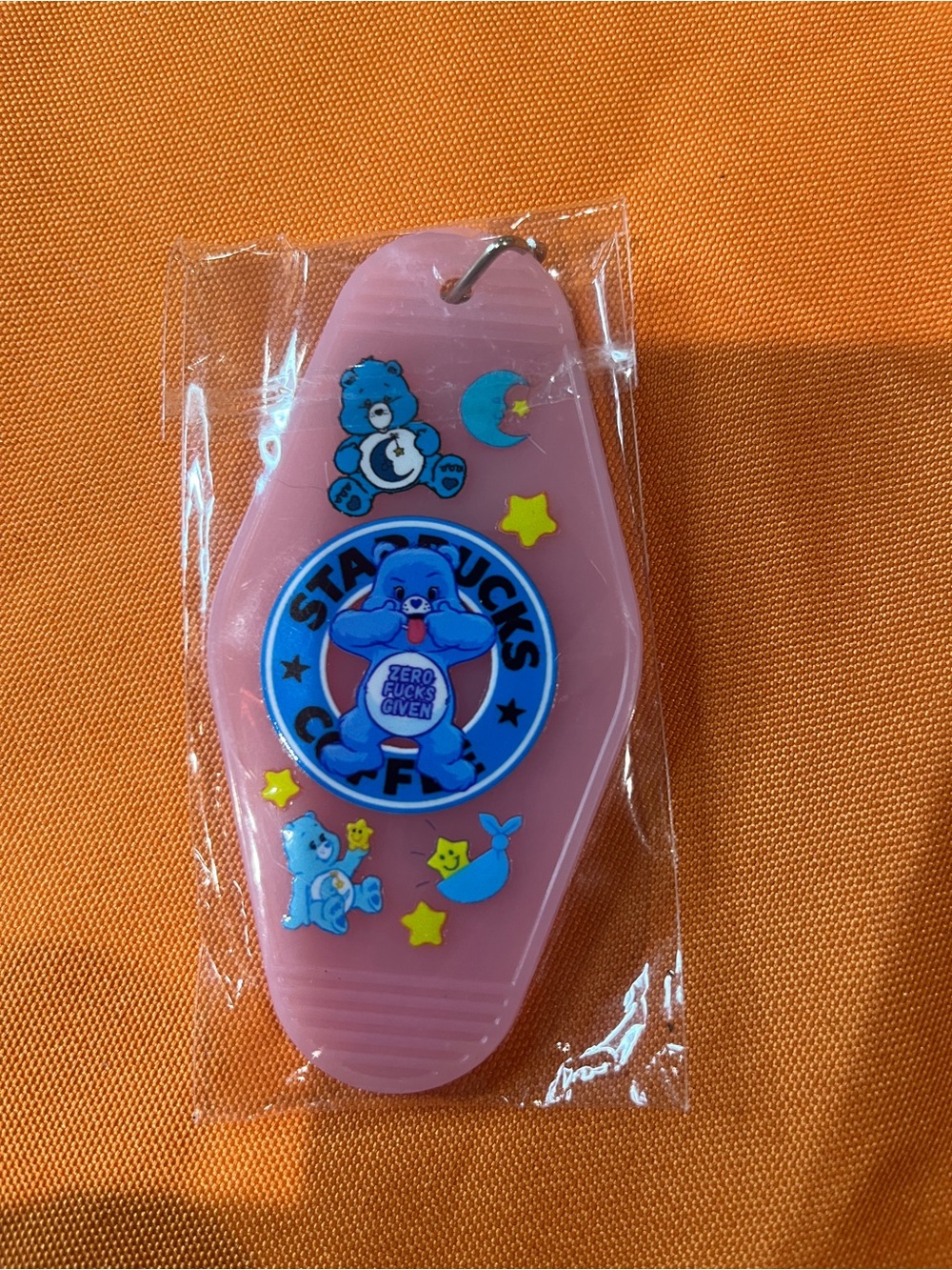 Pink Care Bears x Starbucks Style Keychain Charm